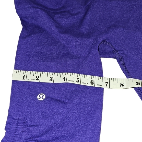 Lululemon Flow Crop ll Purple Heathered Legging Ruched Cinched Sides Seamless - Picture 12 of 14